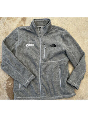 The North Face Jacket XXL Oreo Fleece Gray Full-Zip Fleece Jacket Breast Pocket